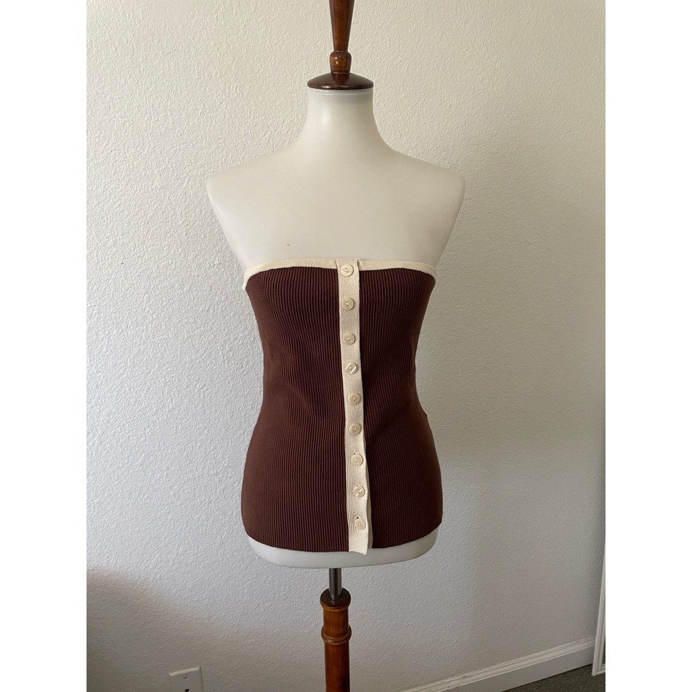Abercrombie & Fitch Ottoman Tube Top Women M Ribbed Knit Y2K Minimalist Neutral